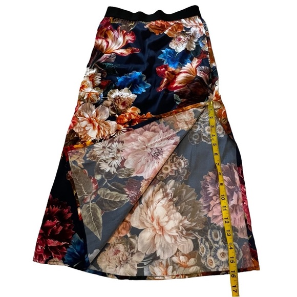 HARK + HAMMER SILK MIDI SKIRT + NAVY BOUQUET STRETCH SILK XS FLORAL - Picture 11 of 16